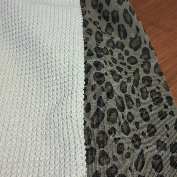 POL Two-Tone Leopard Trim Cream Lounge Pants Wide Leg Inseam 28.5 - Picture 9 of 9